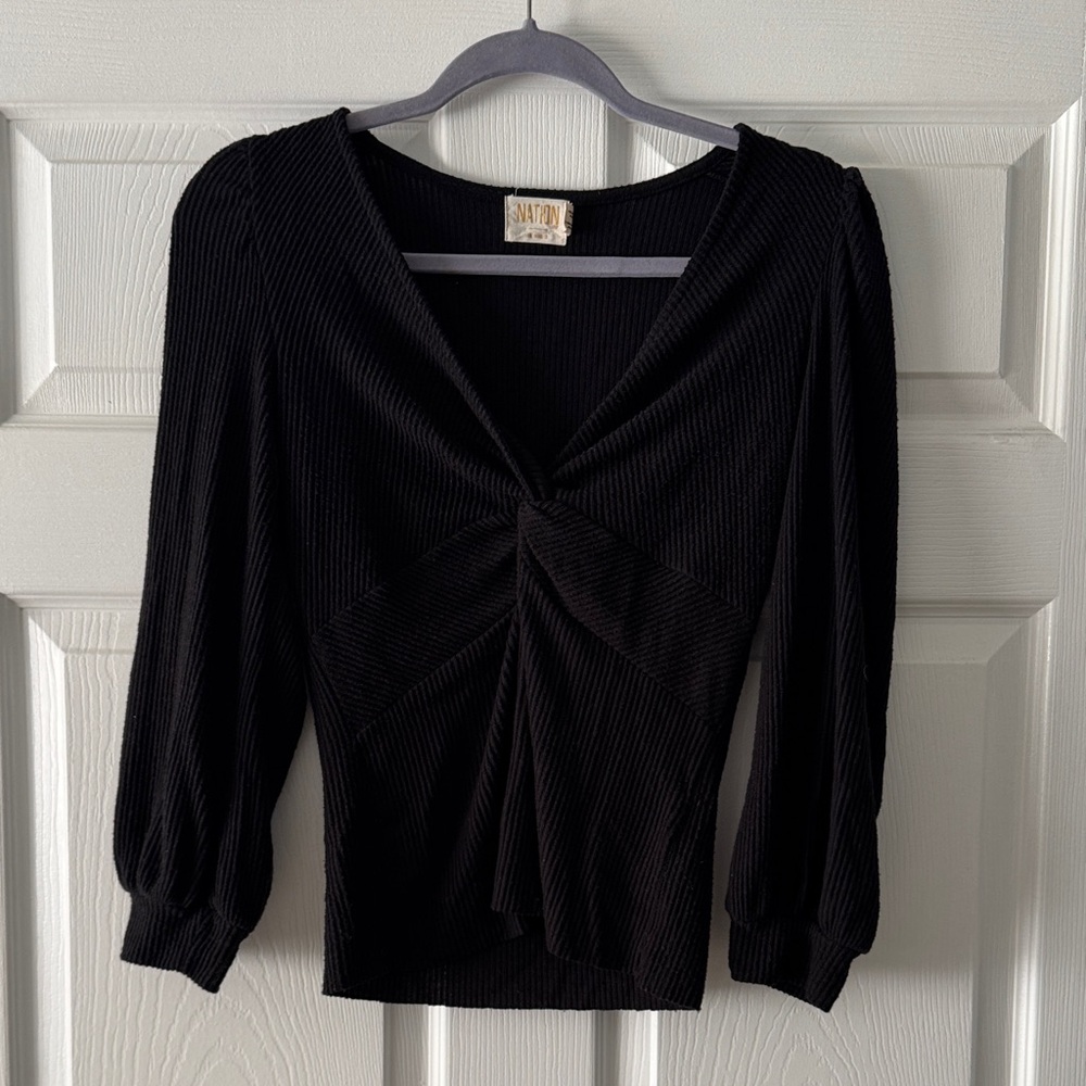 Nation LTD Black V-Neck Sweater